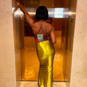 PrettyLittleThing Gold Pencil Skirt